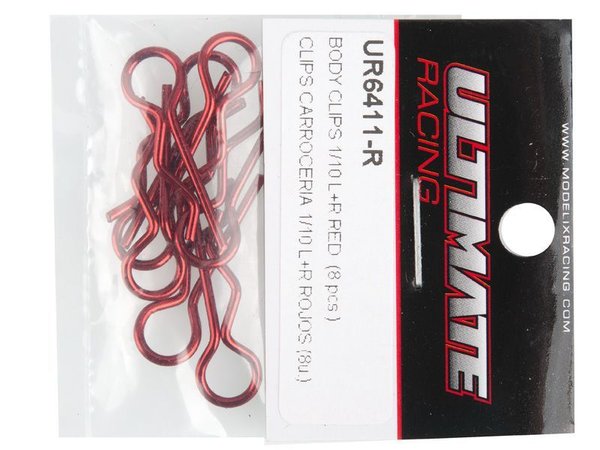 UR6411-R Ultimate RC Karosserieklammern rot(8 Stück) 1:10
