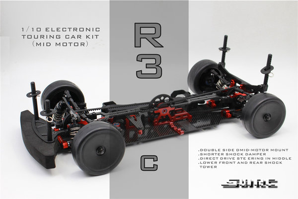 SNRC 120022 R3-CR V2 1/10 "Club Racer" Edition in GRAU - Carbon Mittelmotor Tourenwagen 4WD