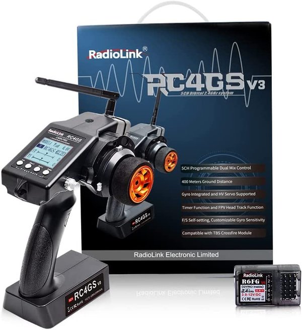 Radiolink RC4GS-V3 Sender + 5 Kanäle + Empfänger R6FG Set Gyro-integriert 2.4 GHz