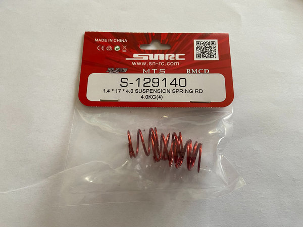 SNRC 129140 Stoßdämpferfedern rot 1,4x17x4.0  4,0kg  (4 Stück) T3M-V2