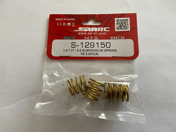 SNRC 129150 Stoßdämpferfedern gelb 1,4x17x5,0  3,0kg  (4 Stück) T3M-V2