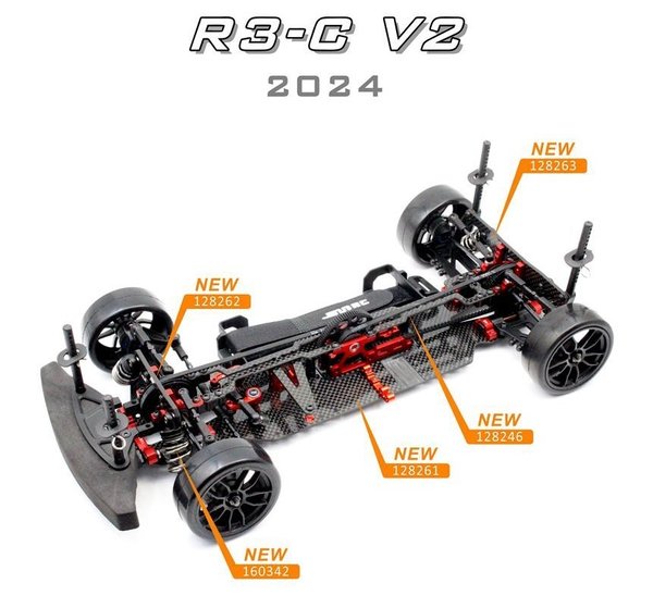 SNRC 120022 R3-CR V2 1/10 "Club Racer" Edition in ROT - Carbon Mittelmotor Tourenwagen 4WD