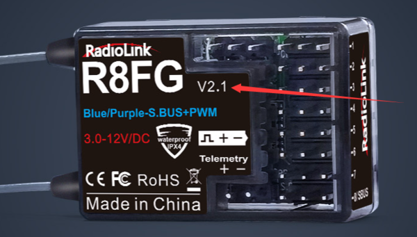 Radiolink Empfänger R8FG V2.1--8 Kanäle--2,4Ghz