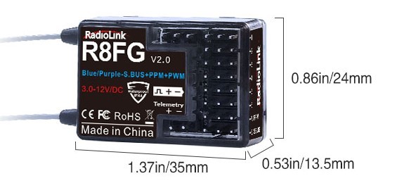 Radiolink Empfänger R8FG V2.0--8 Kanäle--2,4Ghz